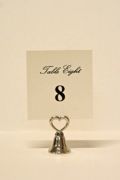 Place Card Holder Silver Heart Bells